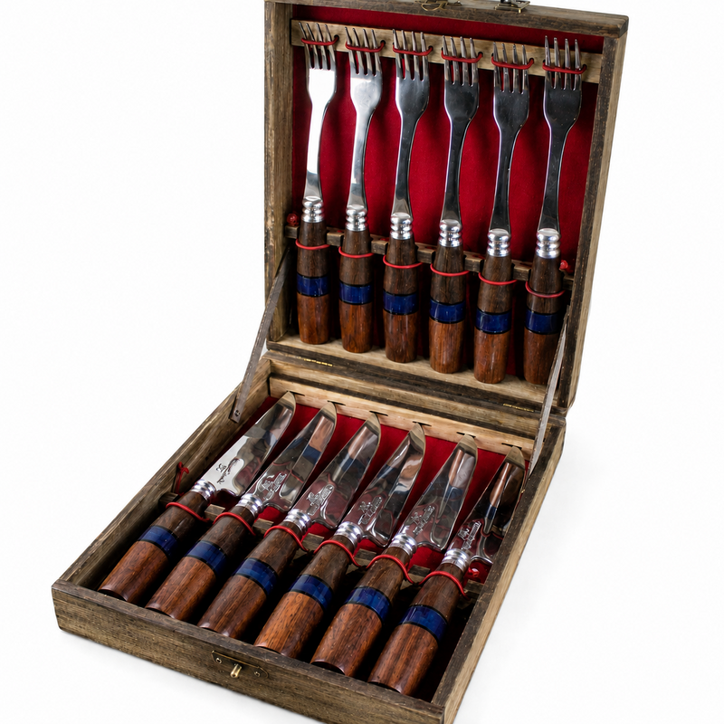 Conjunto faqueiro 12 pçs para churrasco aço inox 6 pol