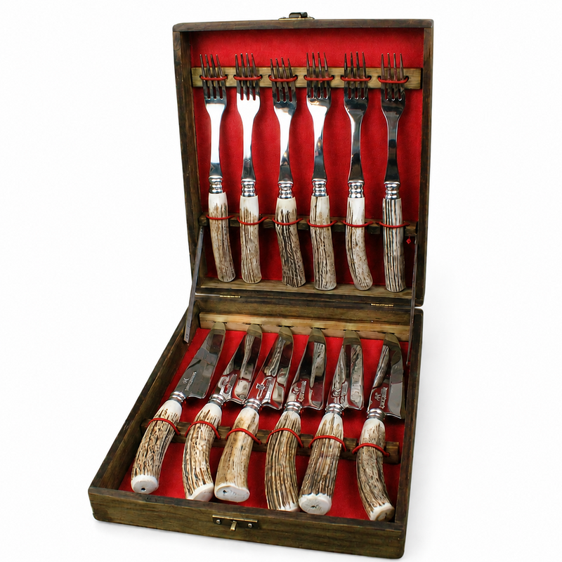 Conjunto Faqueiro 12 pçs para churrasco inox 6 polegadas
