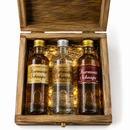 Conjunto Cachaça envelhecida em barril de Amburana Prata e premium
